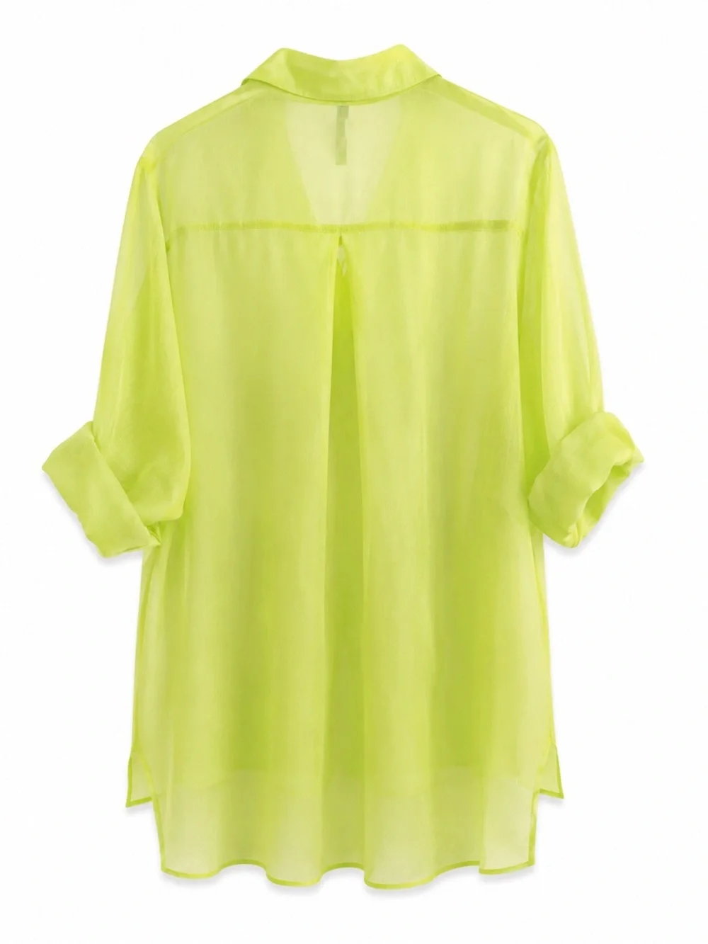 IC COLLECTION CONNIE K SHEER LIME BUTTON DOWN FLOWY ARTIST TOP SZ 3X - Picture 3 of 5